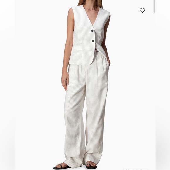 rag & bone Pants - rag & bone White Pinstripe Trousers